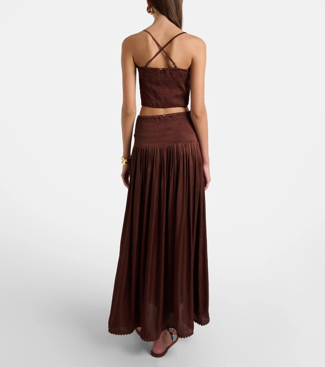 Poupette St Barth - Carla pleated satin maxi skirt