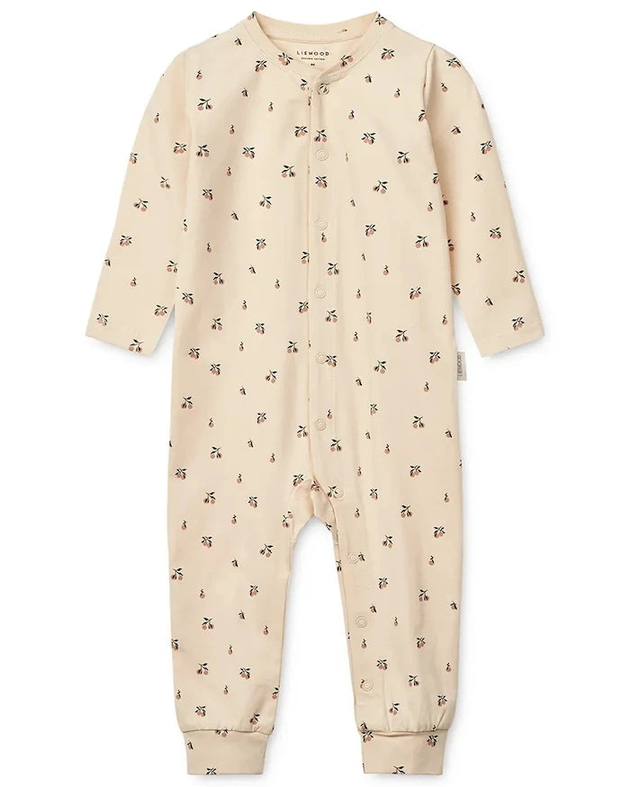 Liewood Birk Desenli Pijama Tulum Bebek Pamuklu Patikli Alt