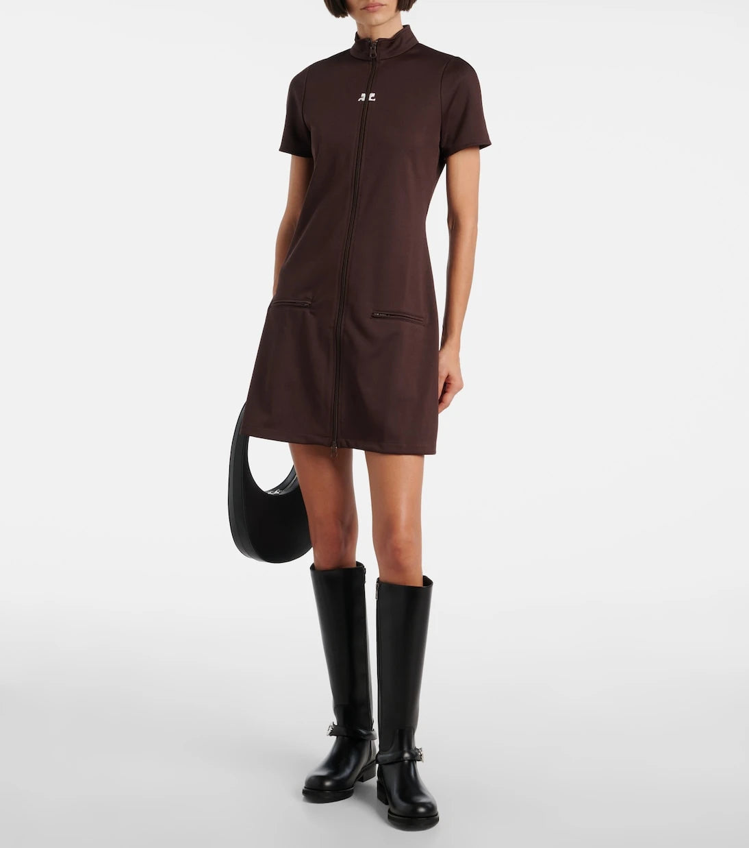 Courrèges - Interlock jersey zip-up minidress