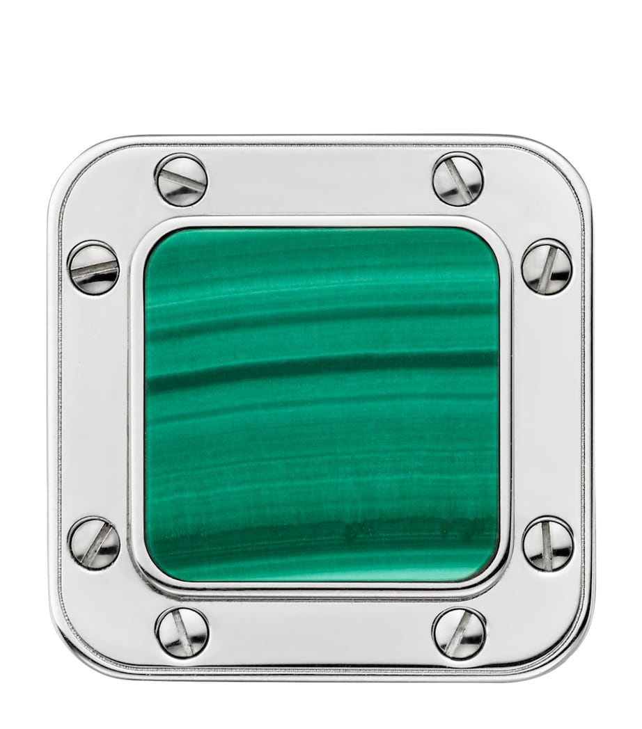 Sterling Silver and Malachite Santos de Cartier Cufflinks