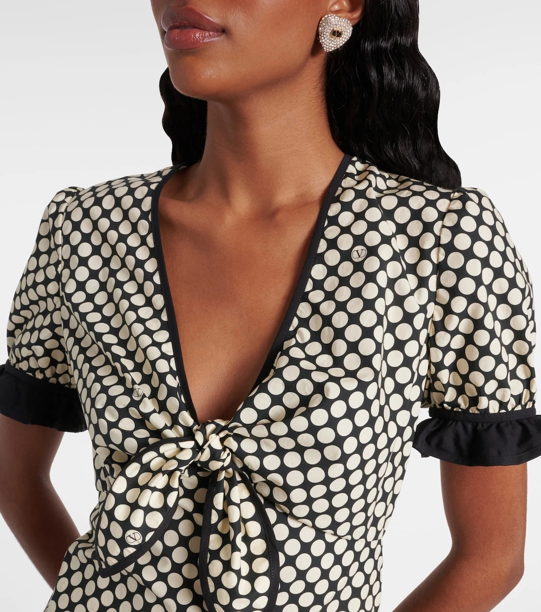 Valentino - Ruffled polka-dot cotton poplin minidress