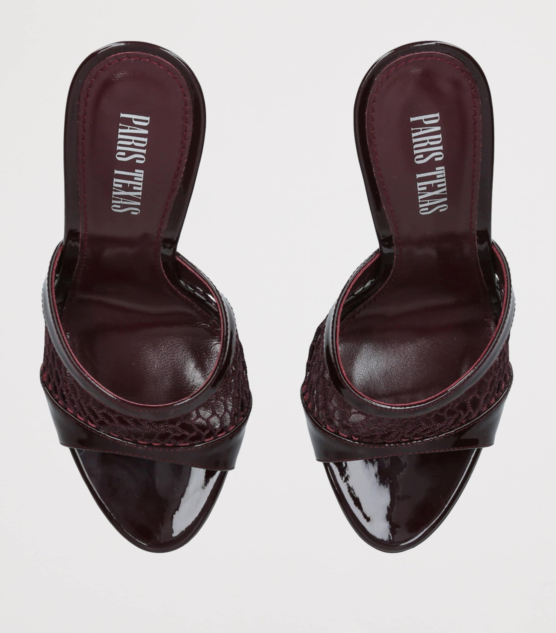 Paris Texas Burgundy Leather Mesh Lidia Mules 105