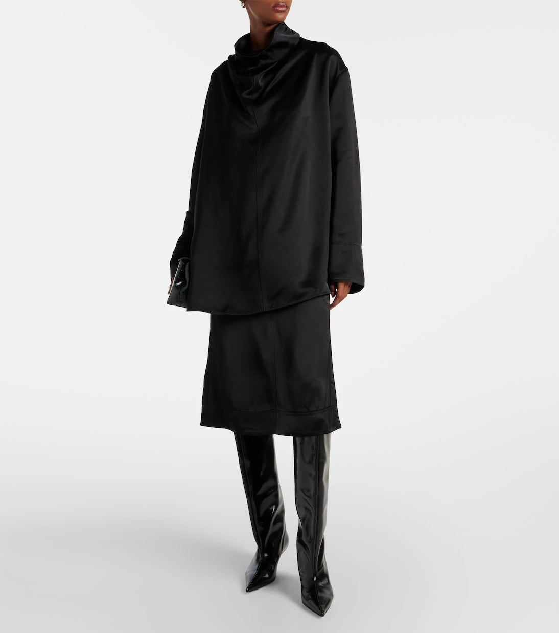 Toteme - Paneled satin midi skirt