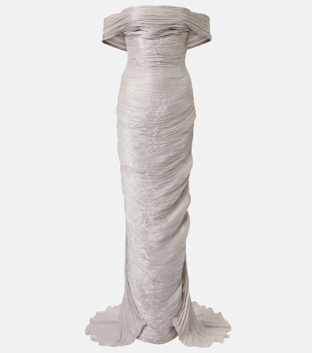 Marmar Halim - Off-shoulder pleated bustier gown