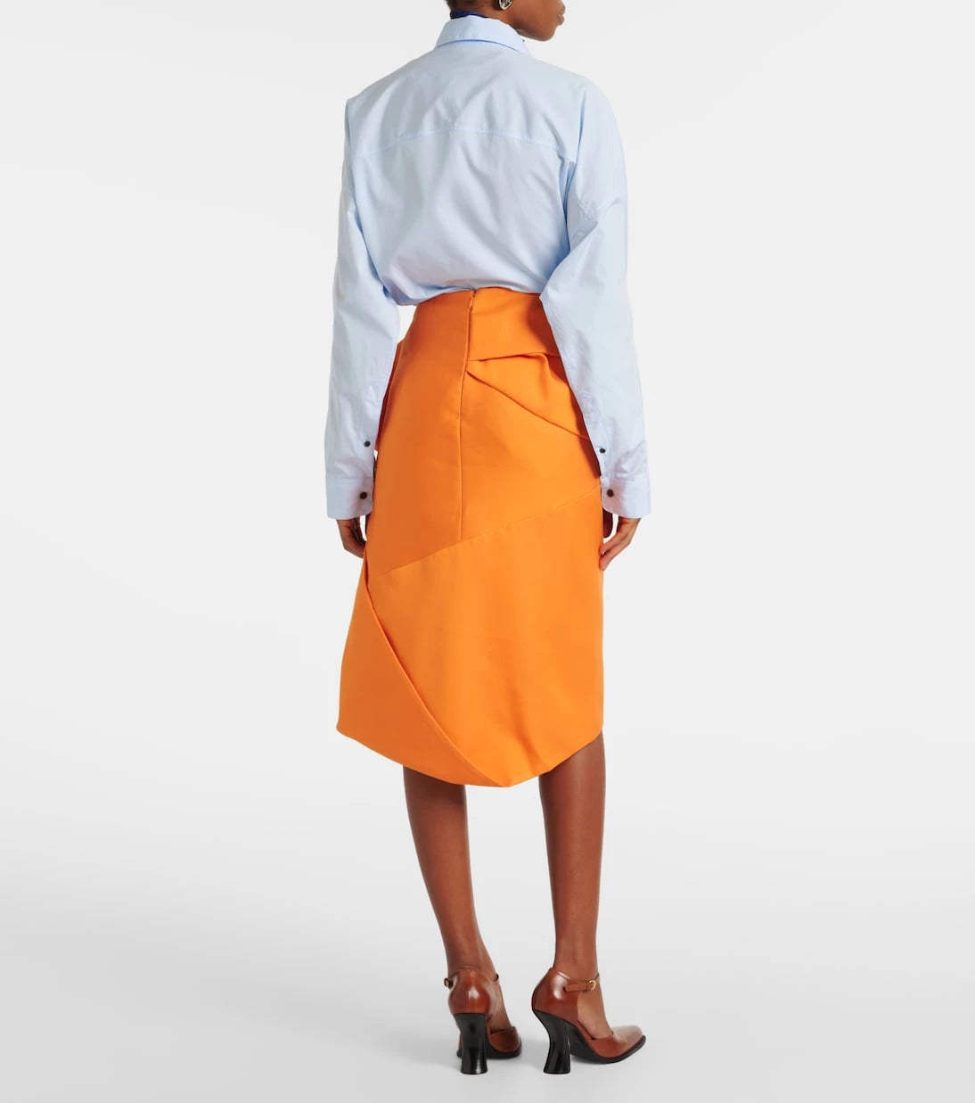 Dries Van Noten - Drapli saten midi etek