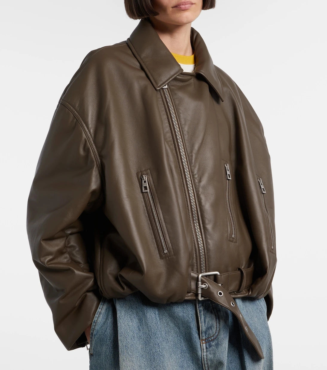 Loewe - Cropped leather biker jacket