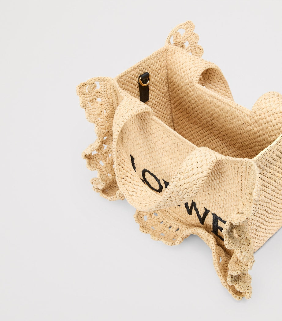 LOEWE Beige x Paula's Ibiza Raffia Font Tote Bag