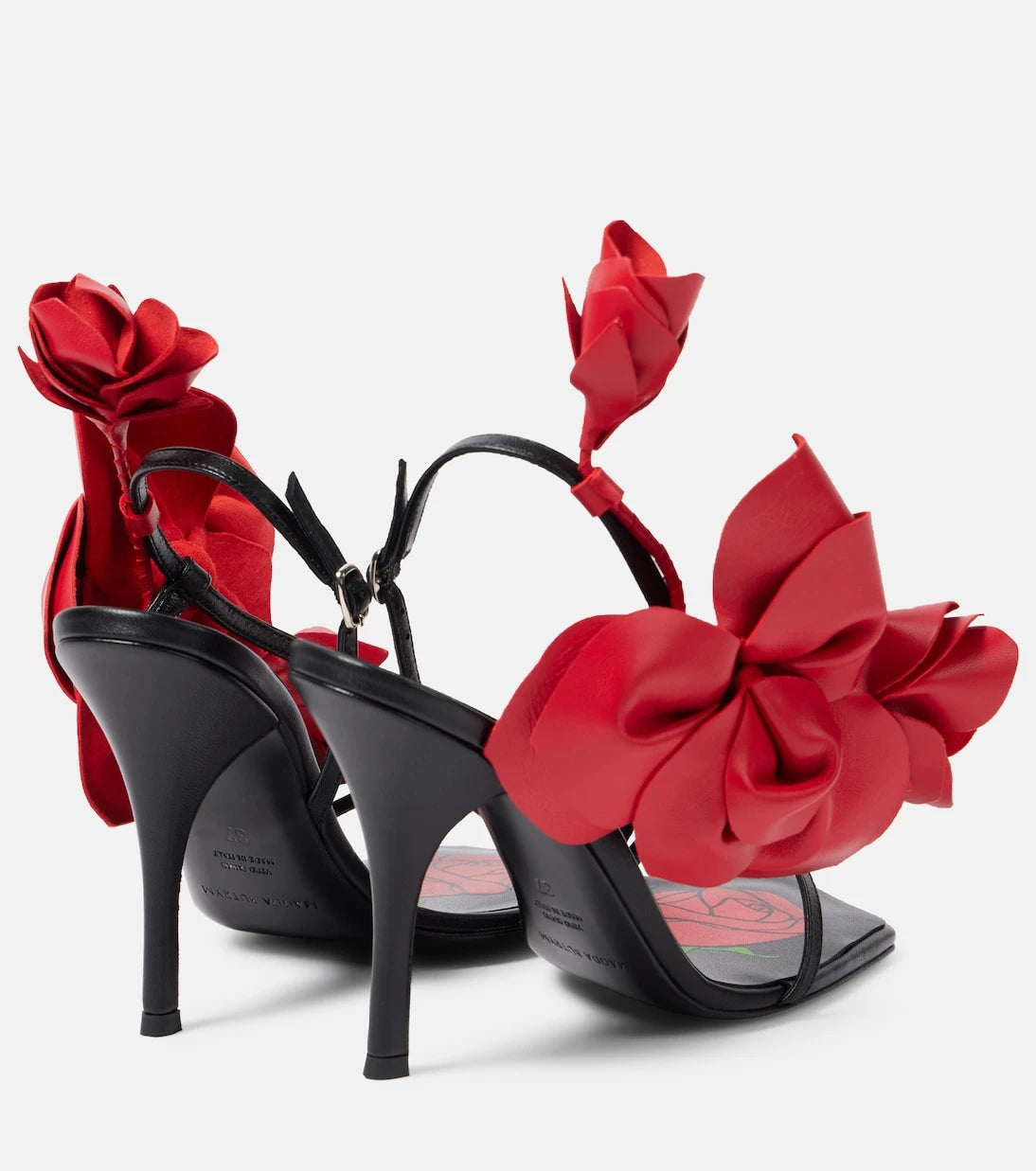 Magda Butrym - Floral-appliqué leather slingback sandals
