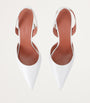 Amina Muaddi White Leather Holli Slingback Pumps 95