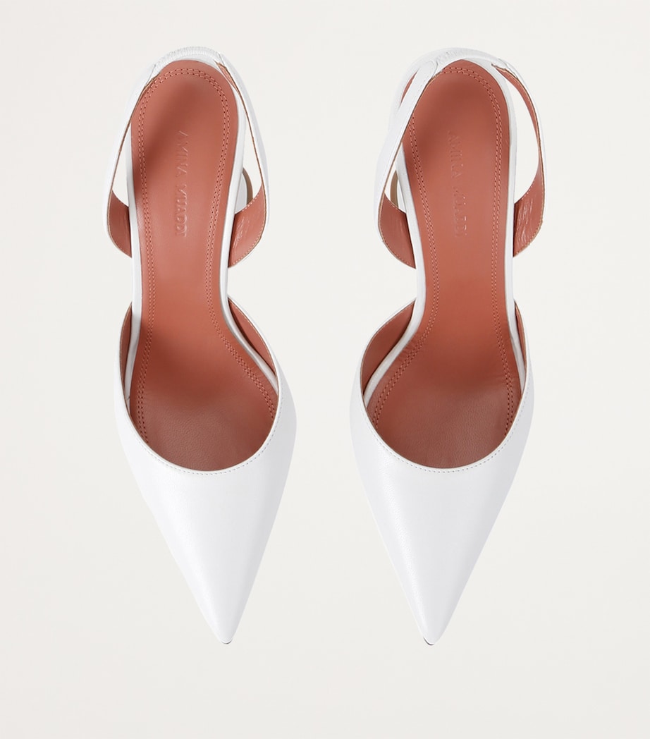 Amina Muaddi White Leather Holli Slingback Pumps 95