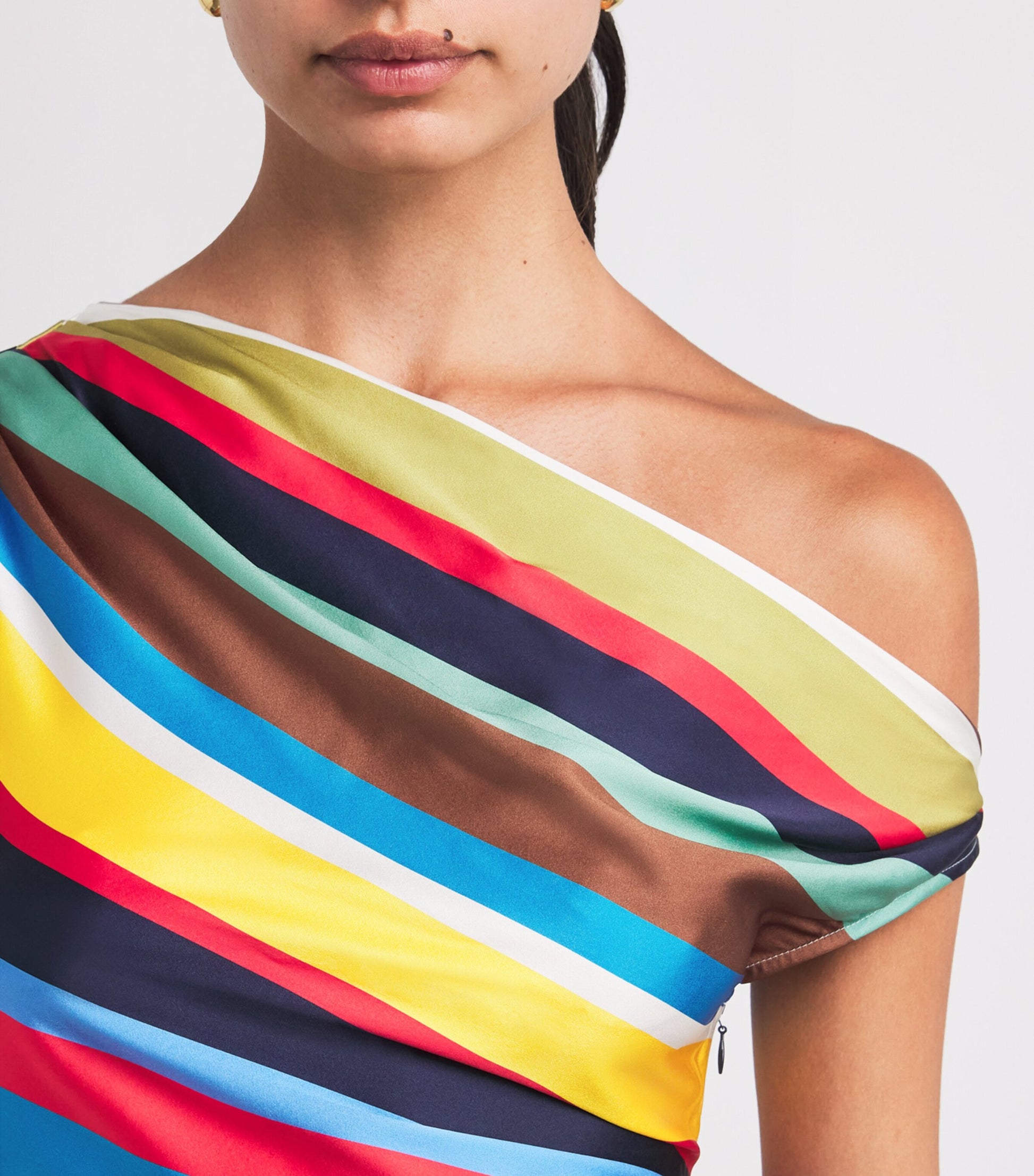 STAUD Multi Silk-Blend Phare Midi Dress