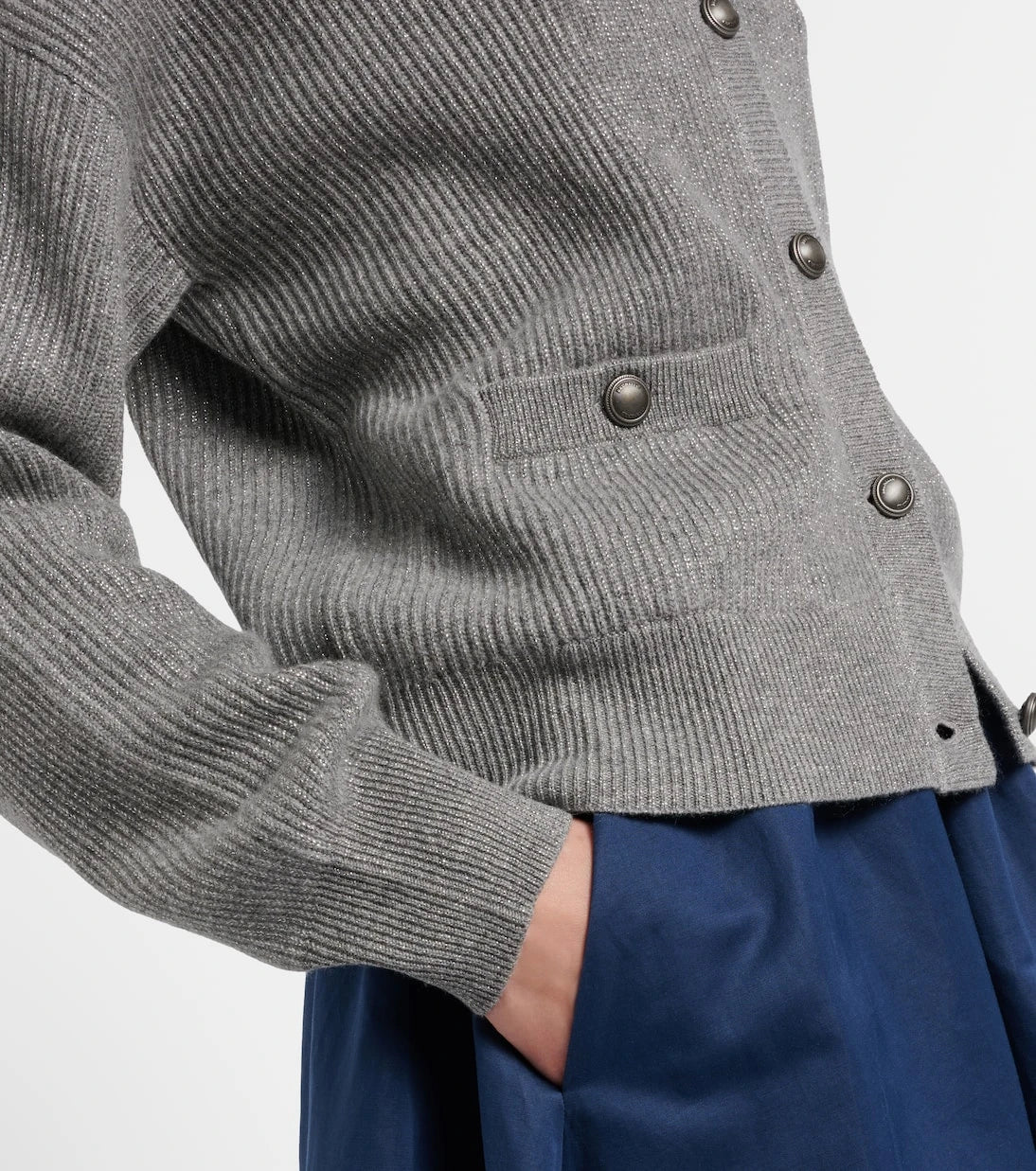 Brunello Cucinelli - Cashmere-blend lamé cardigan