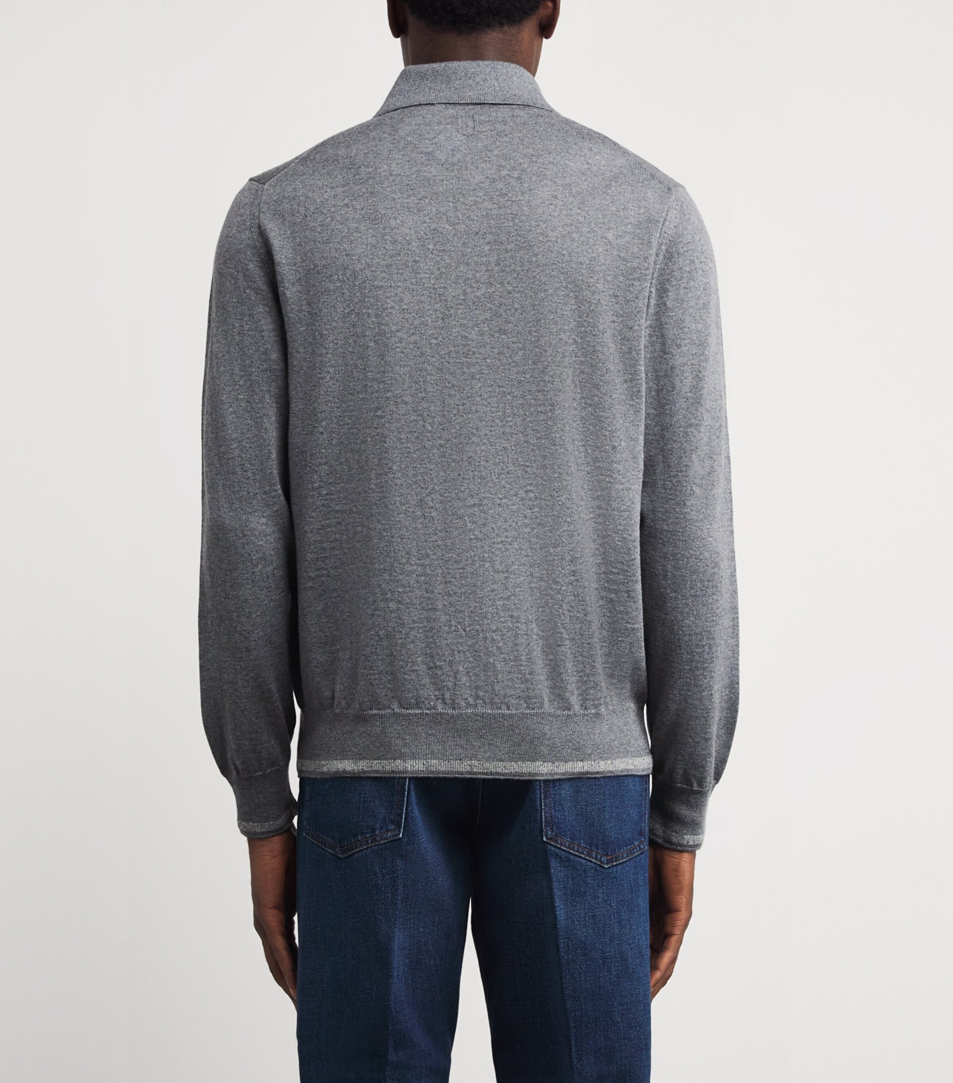 Canali Wool-Blend Zip-Up Polo Shirt