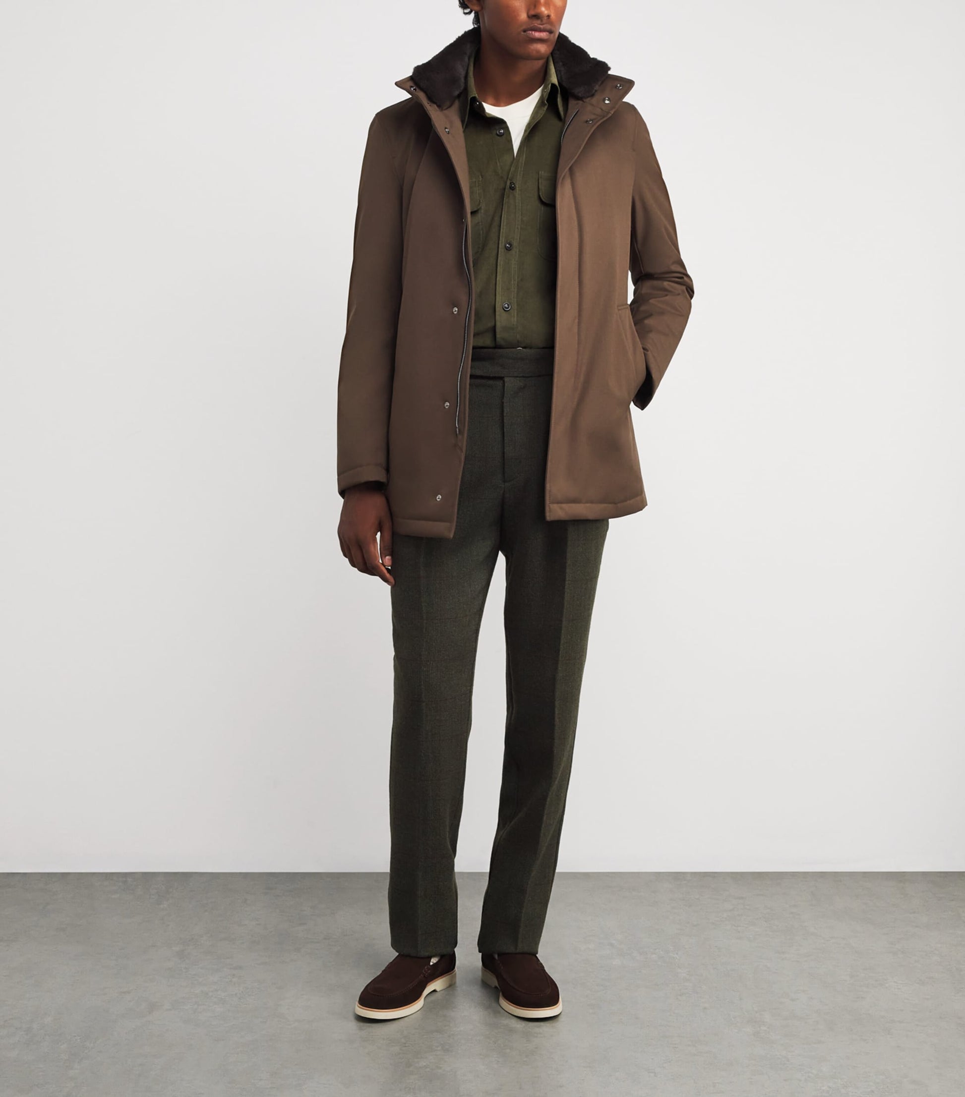 Green Cotton Corduroy Twin-Pocket Shirt