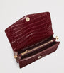 Aspinal Of London Burgundy Leather Croc-Embossed Eliza Clutch Bag
