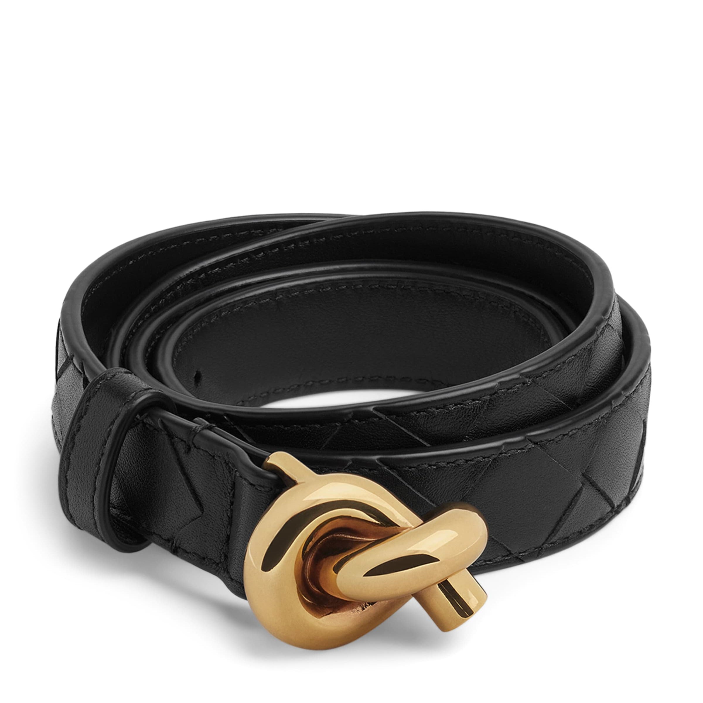 Bottega Veneta Black Leather Knot Belt