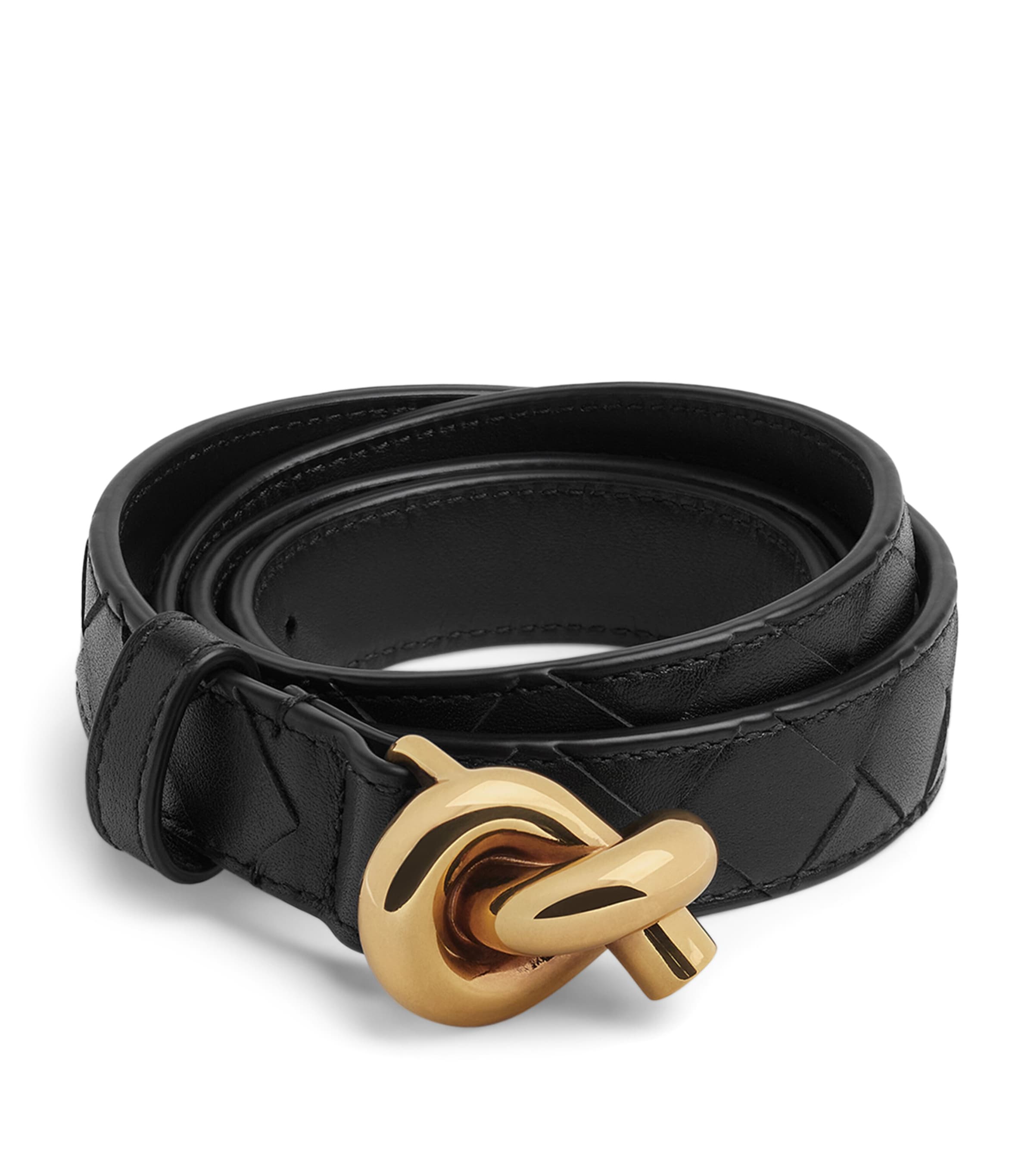 Bottega Veneta Black Leather Knot Belt