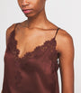 DÔEN Brown Silk Lace-Trim Kira Top