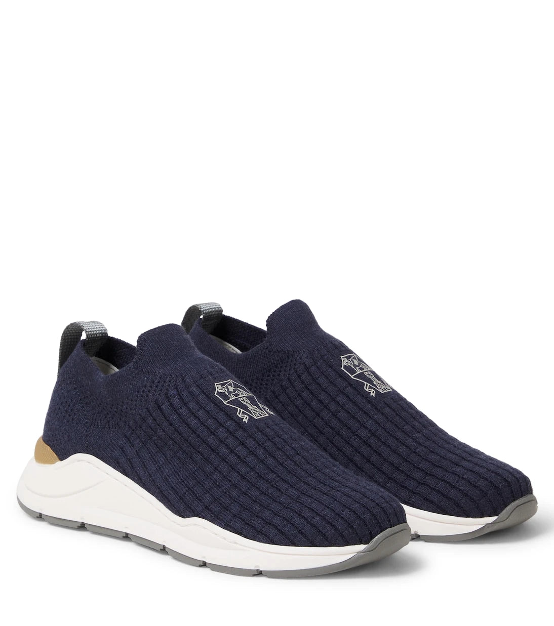 Brunello Cucinelli Kids - Logo knitted slip-on sneakers