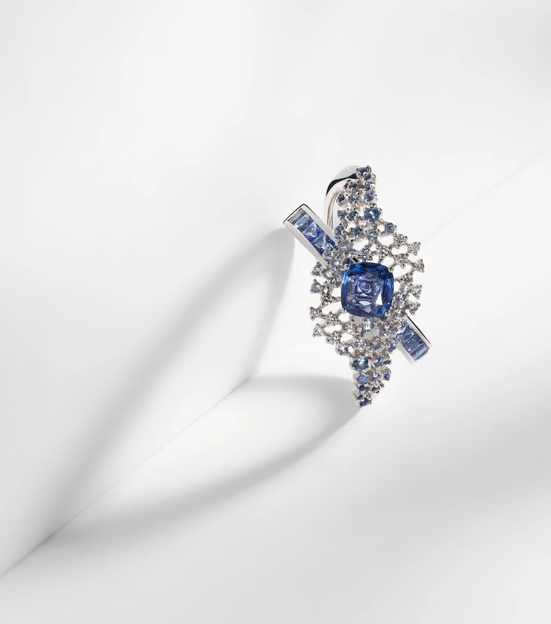 Ananya - Scatter Orbit 18kt white gold ring with sapphires and diamonds
