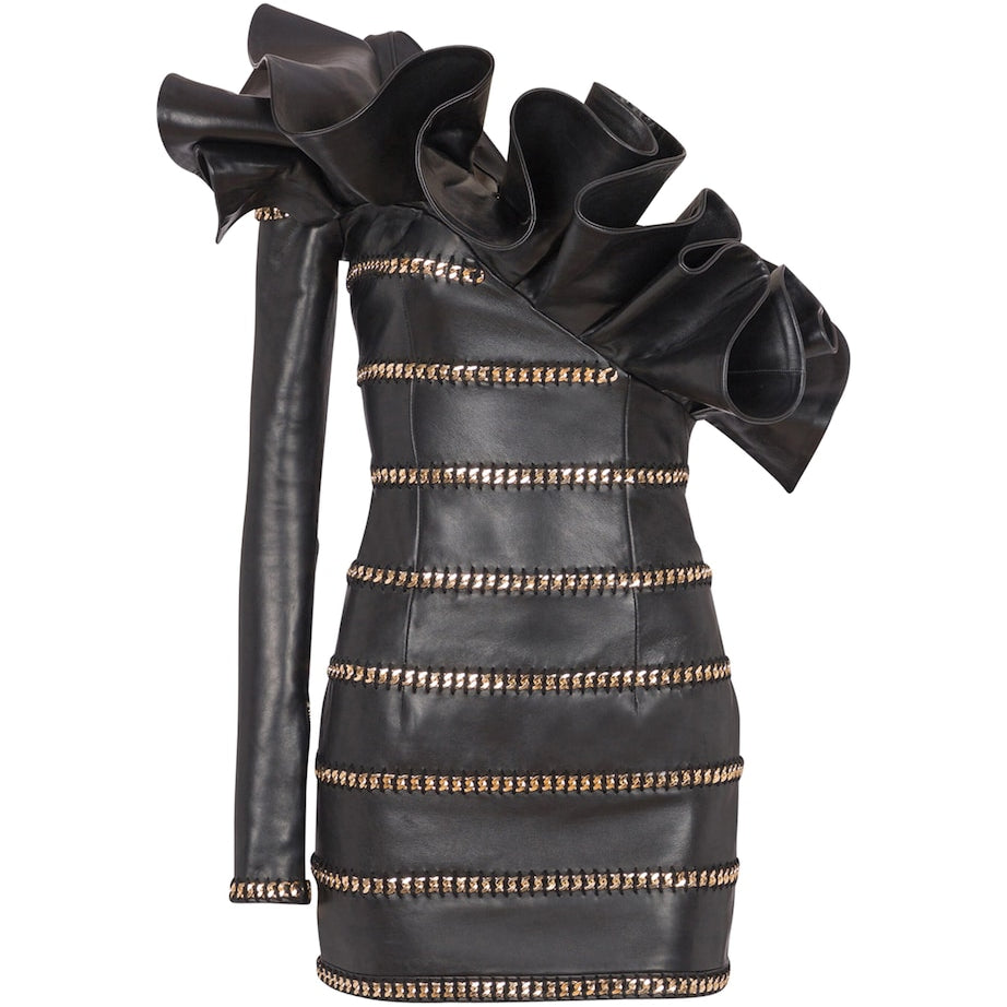 Leather Chain Mini Dress