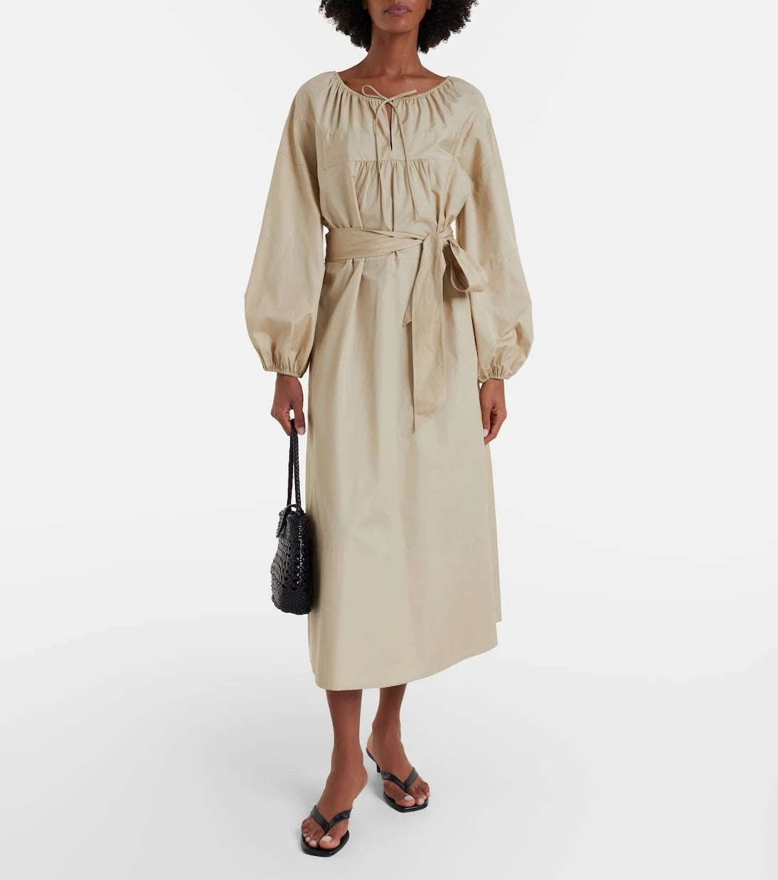 Vince - Belted cotton poplin midi dress