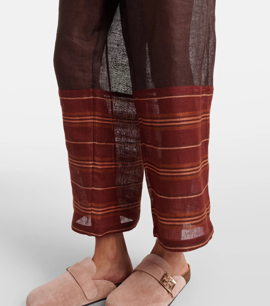 Tory Burch - Striped cropped linen pants