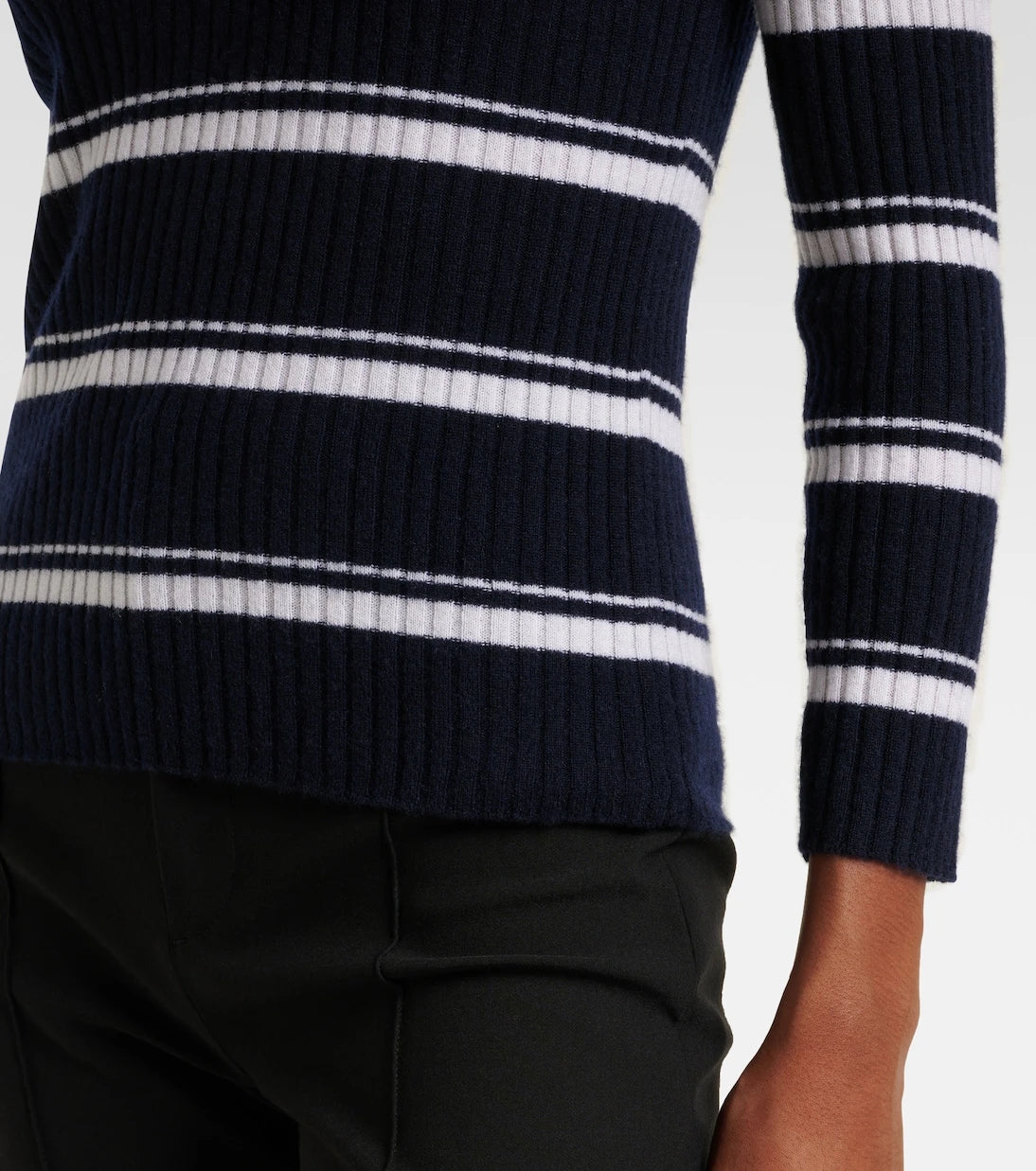 Vince - Striped cashmere and silk polo sweater