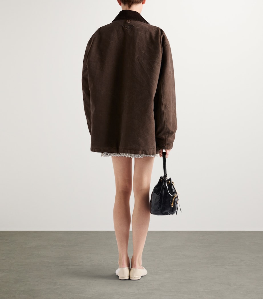 Prada Brown Shearling-Trim Barn Jacket