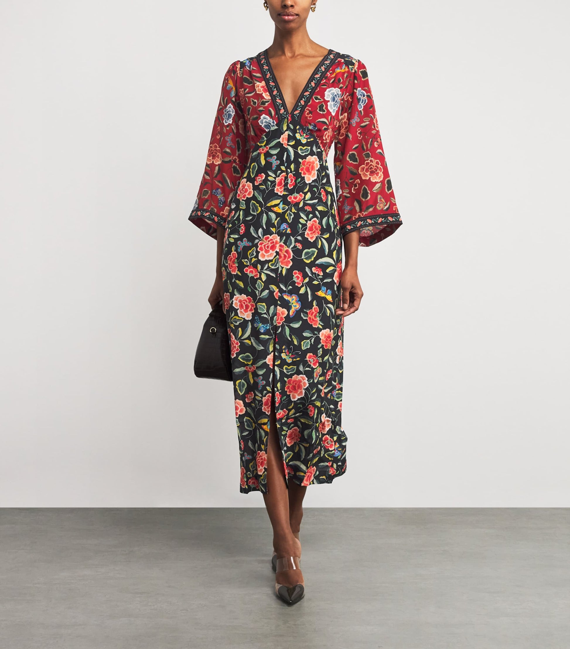 Rixo Black Silk Dahlia Maxi Dress