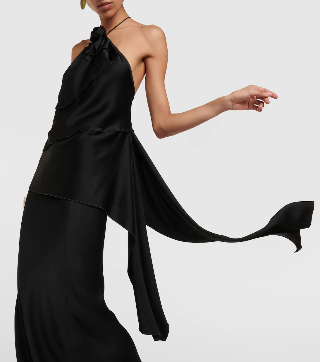 Victoria Beckham - Floral-appliqué draped satin top