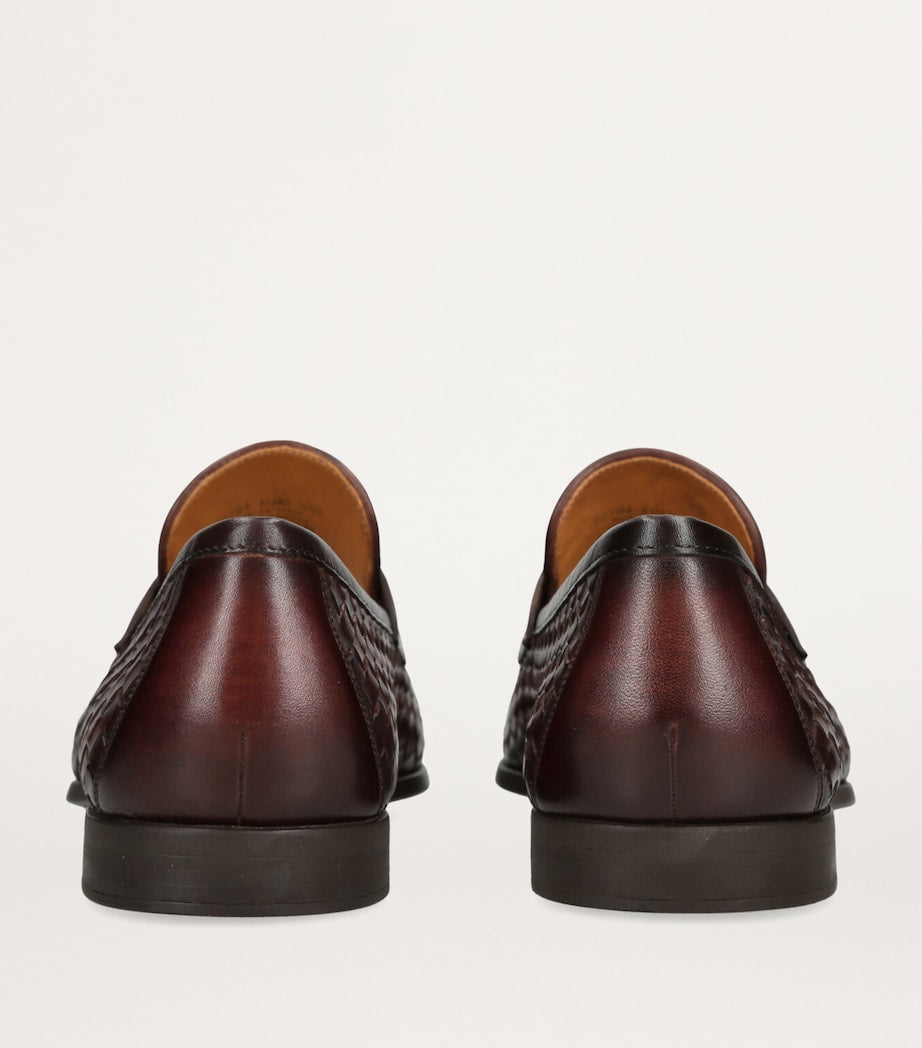Leather Aston Weave Penny Loafers