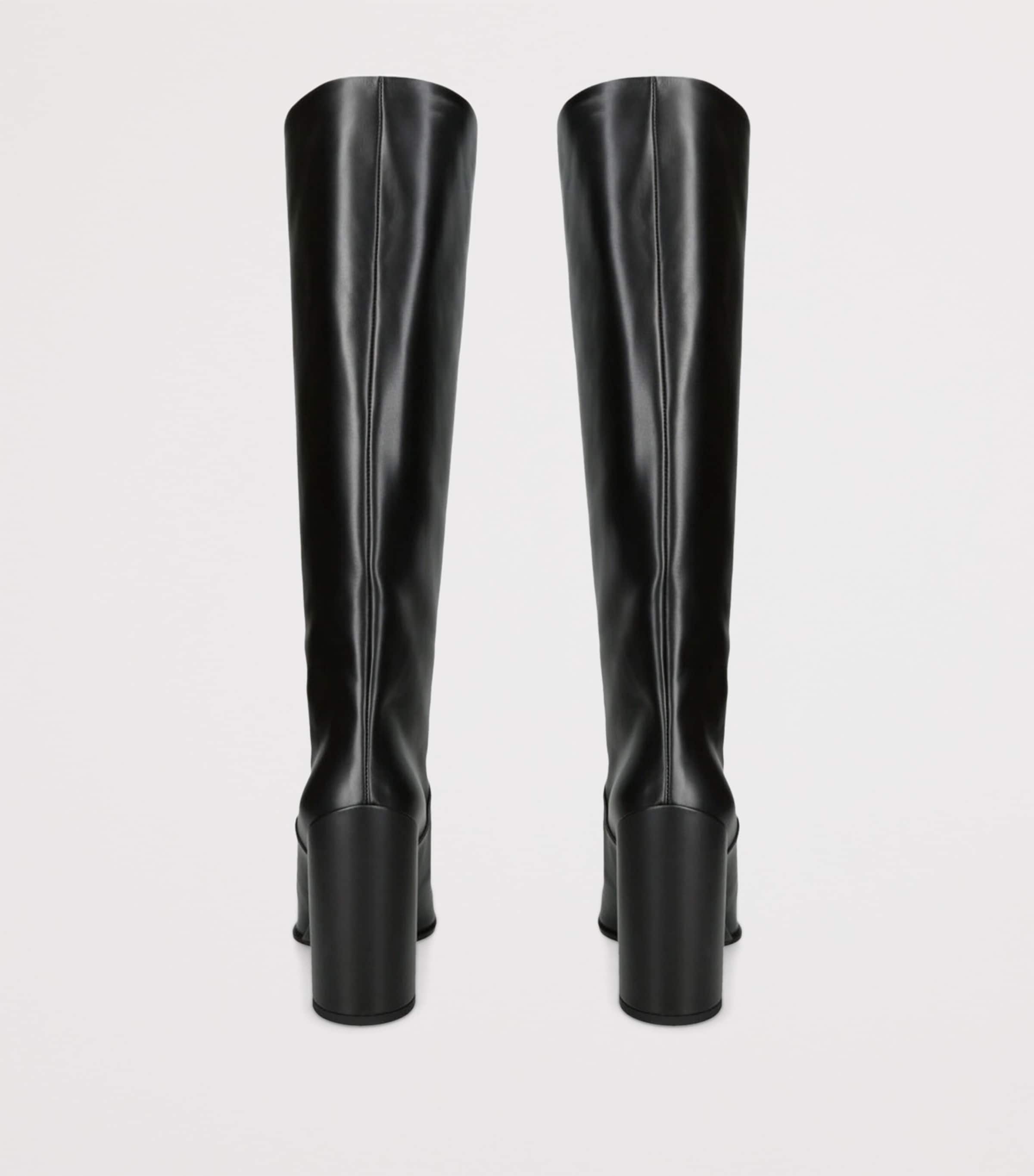 Alaïa Black Leather Square-Toe Knee-High Boots 90