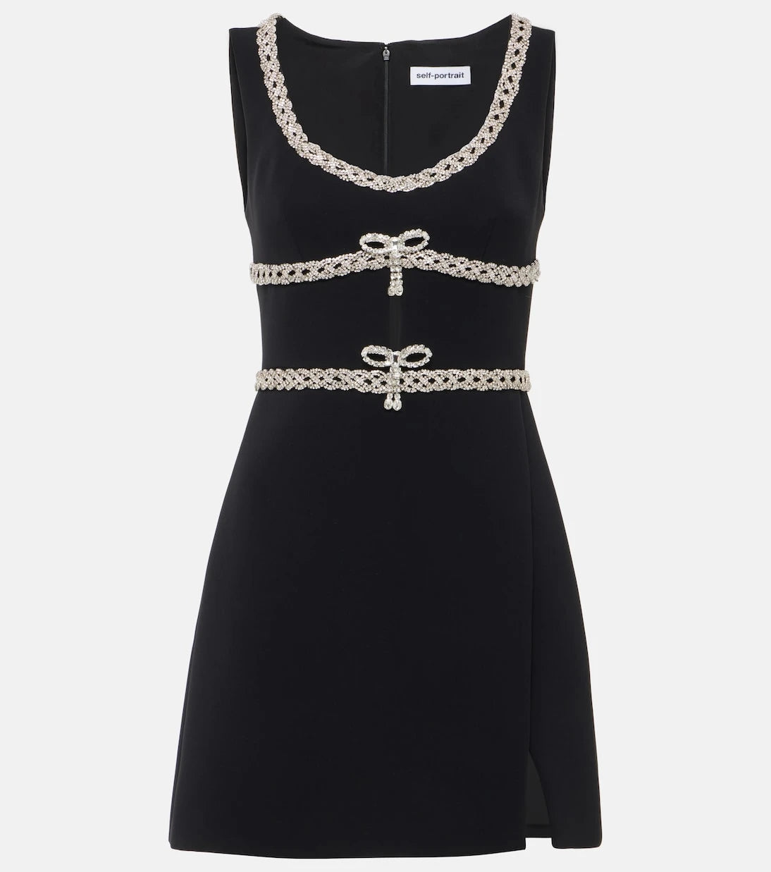 Self-Portrait - Crystal-embellished crêpe minidress