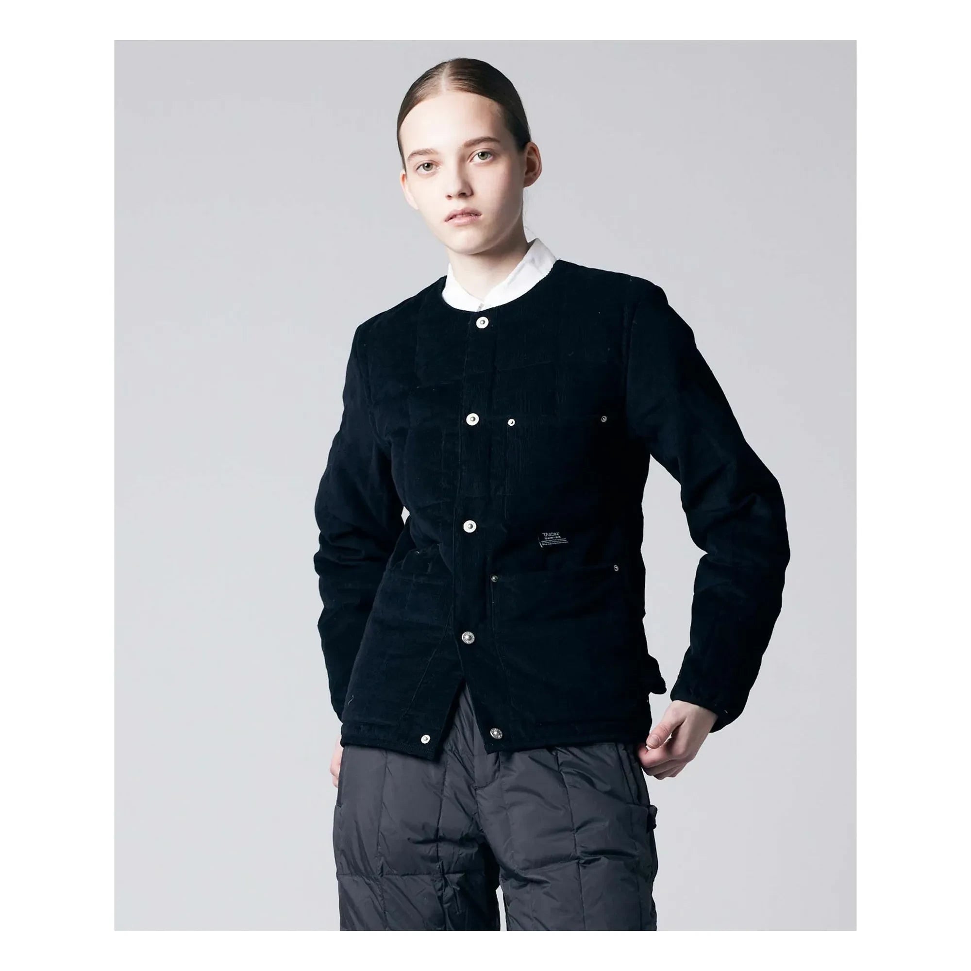 Taion - Corduroy Round Collar Jacket  | Black