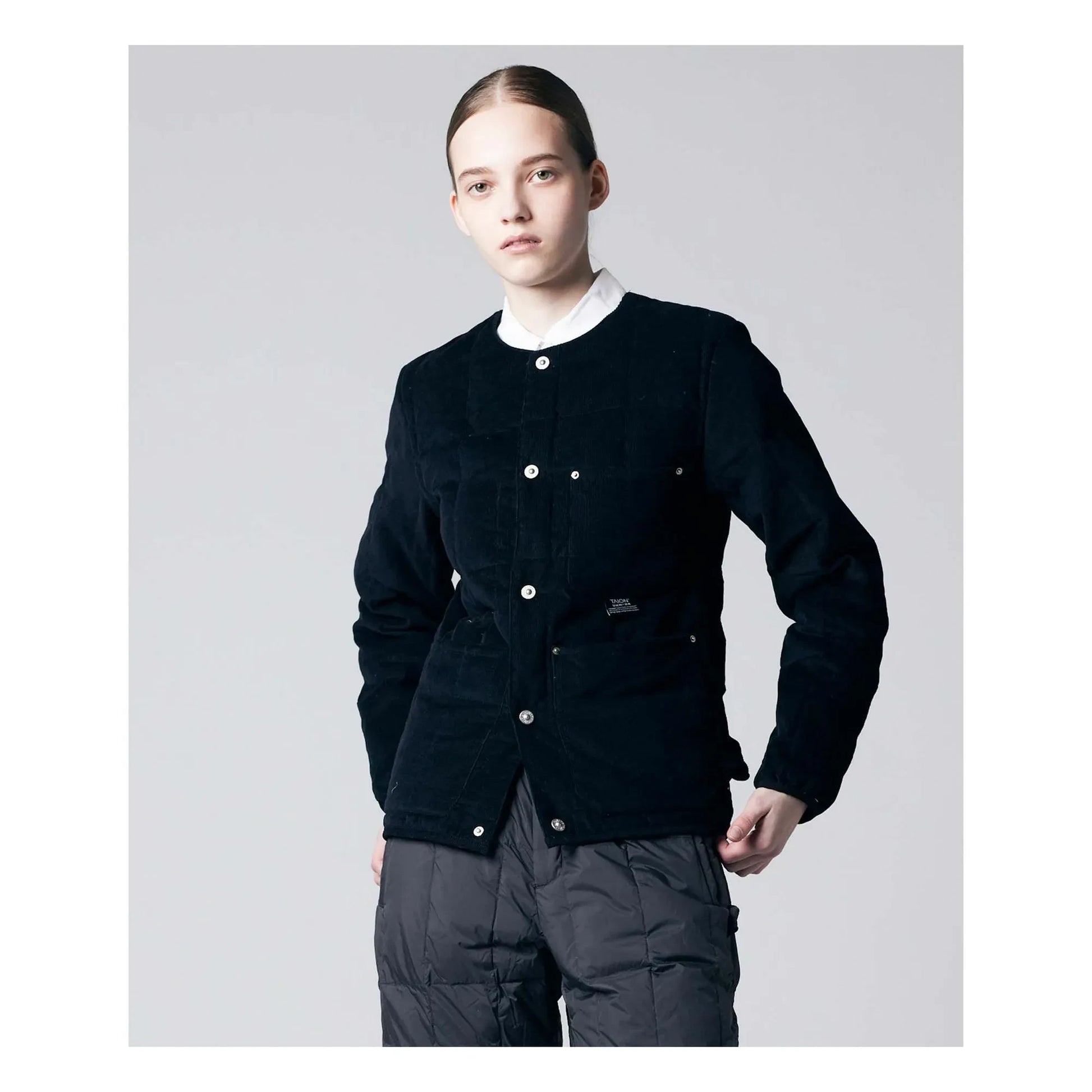 Taion - Corduroy Round Collar Jacket  | Black