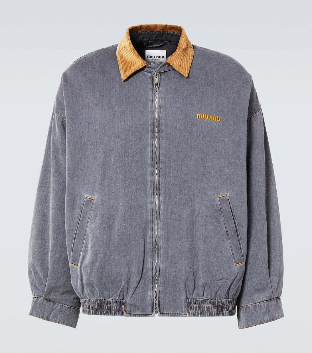 Miu Miu - Velvet-trimmed cotton chambray blouson