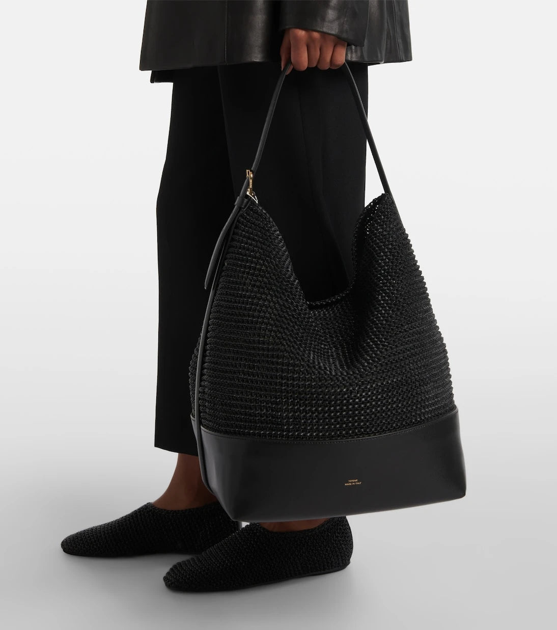 Toteme - Belted woven leather tote bag