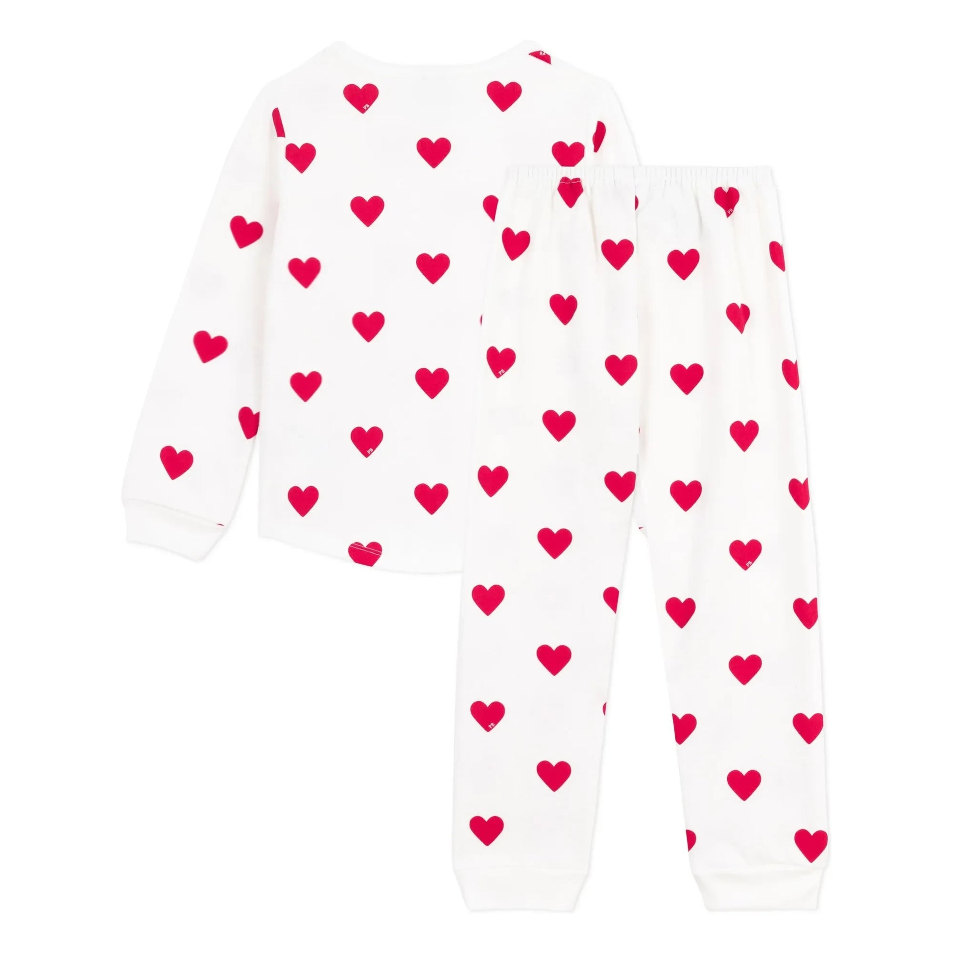 Petit Bateau - Fleece Pyjamas Hearts | Ecru