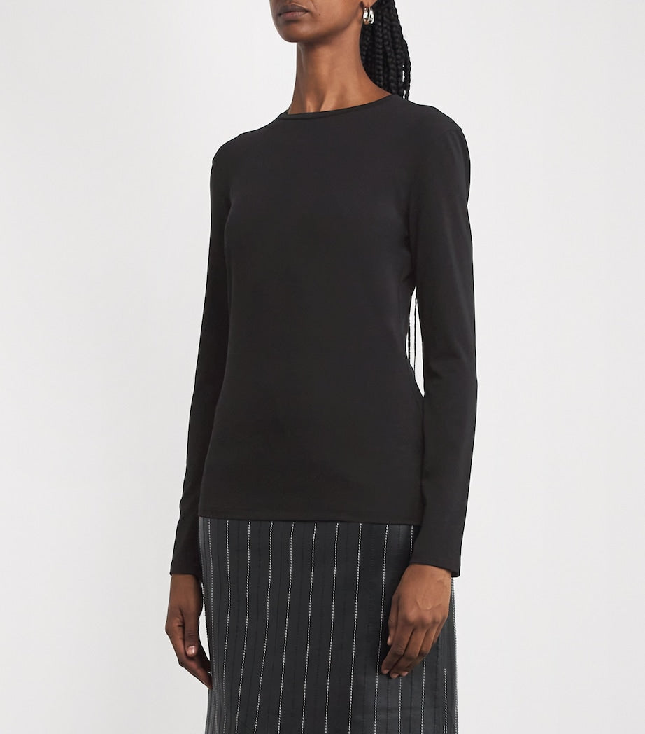 Black Knitted Crew-Neck Top