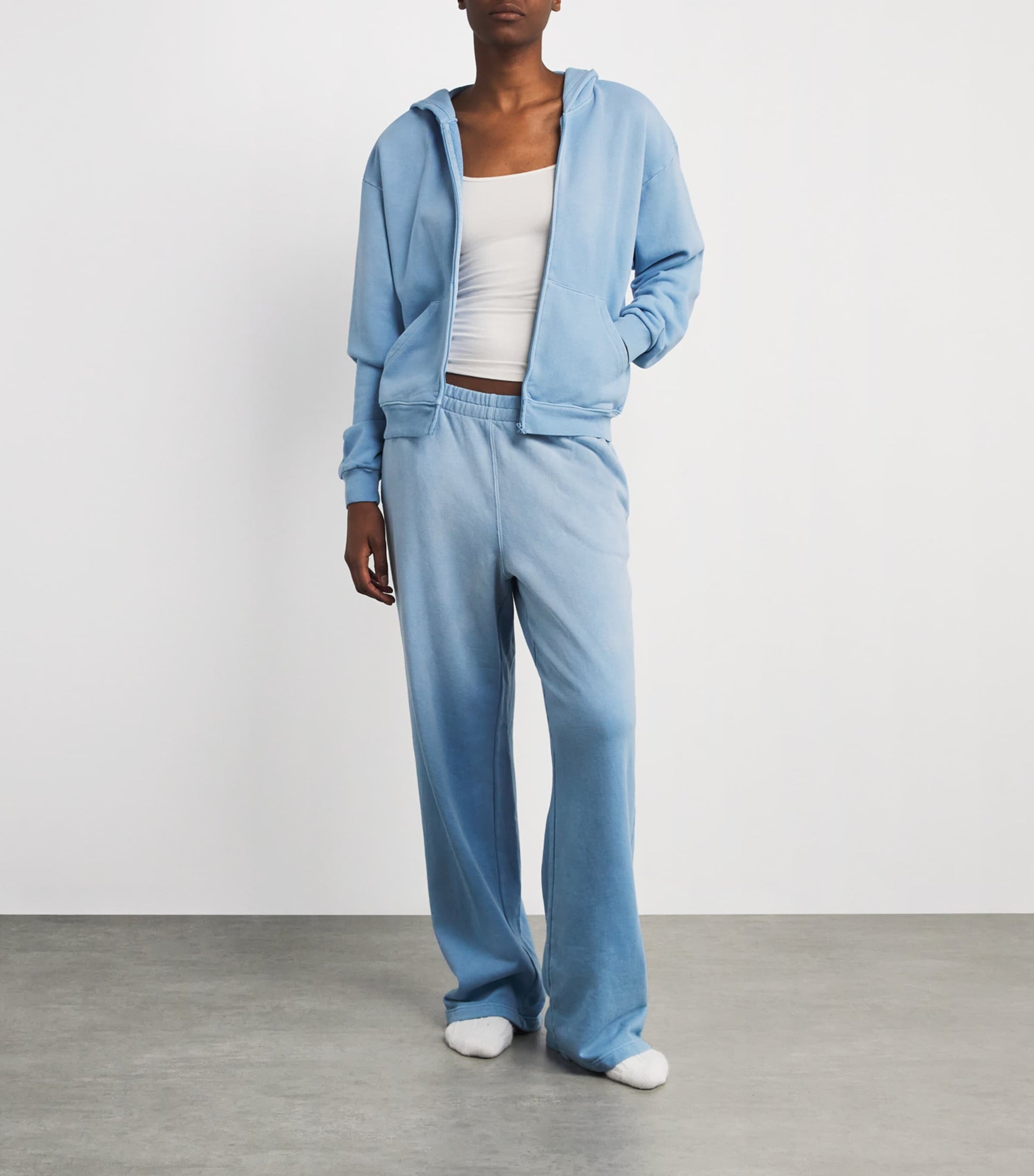 Blue French Terry Zip-Up Hoodie