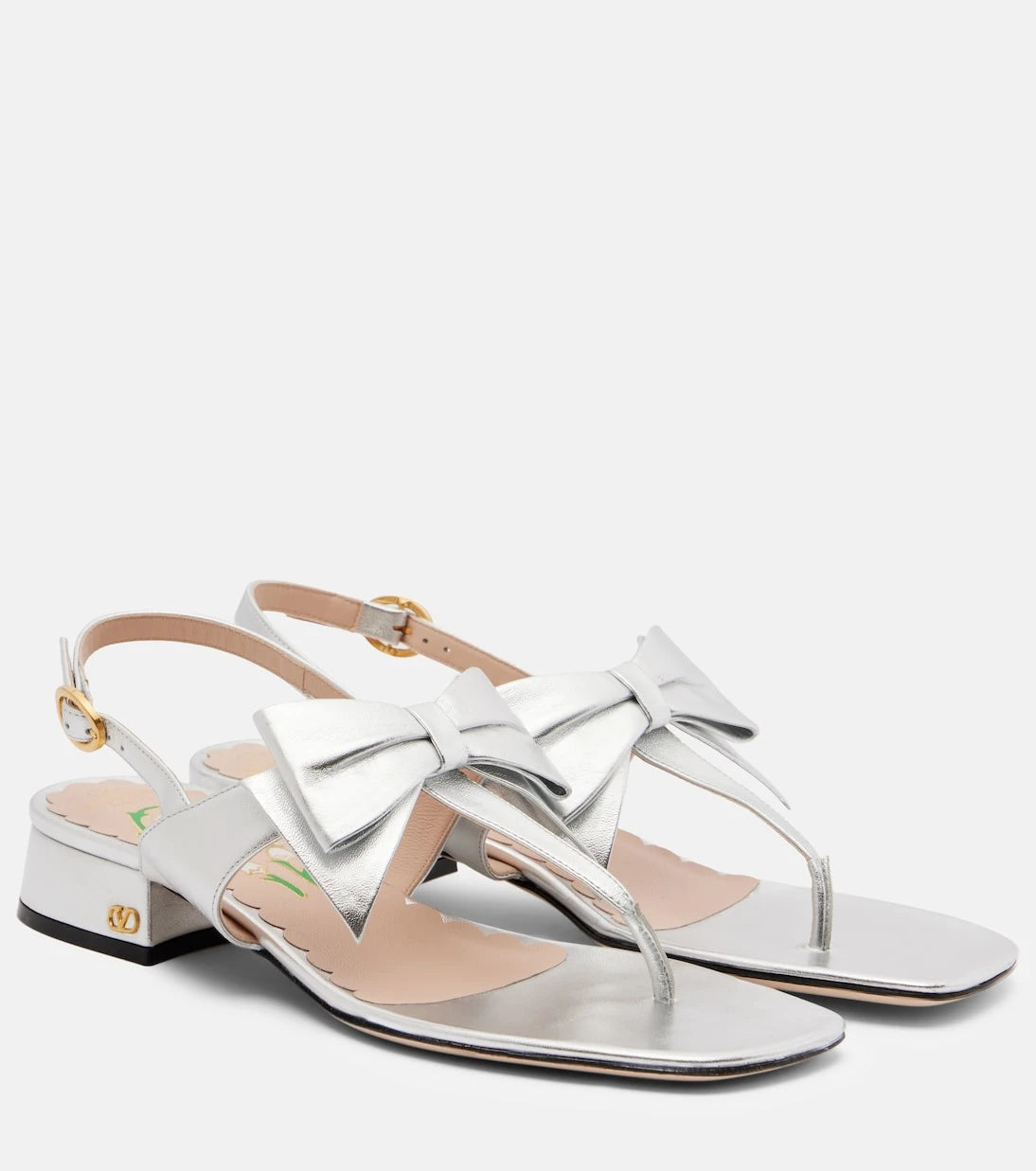 Valentino Garavani - Bowow 25 metallic leather thong sandals
