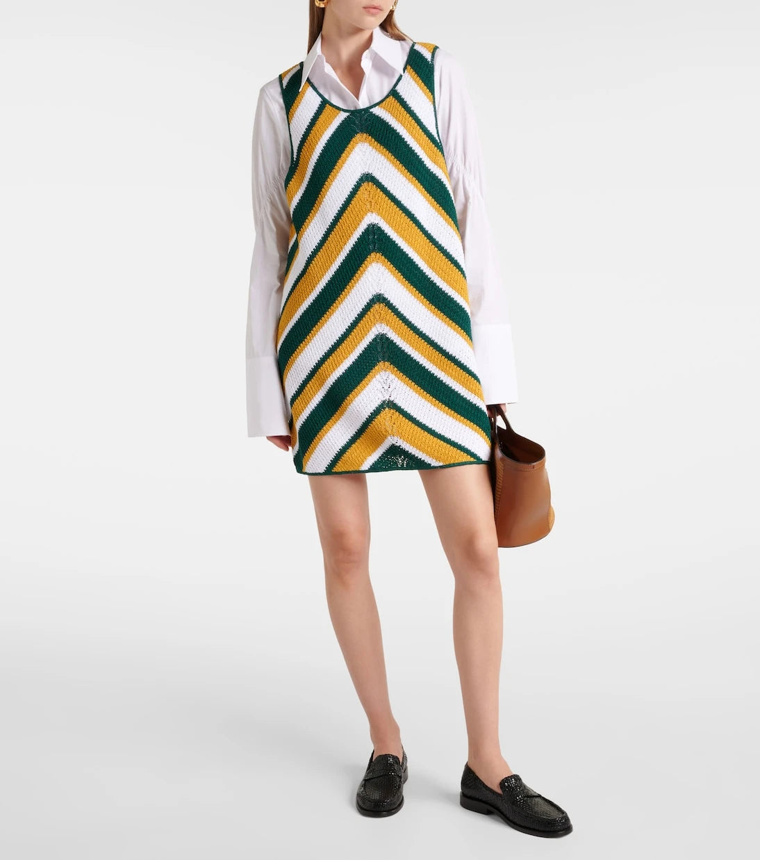 Marni - Chevron knitted cotton minidress