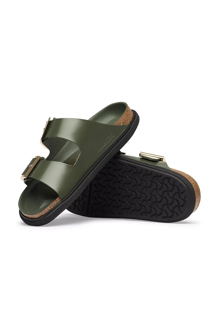 Birkenstock Kadın Deri Terlik Arizona Droplet Buckle Natural Leather Patent