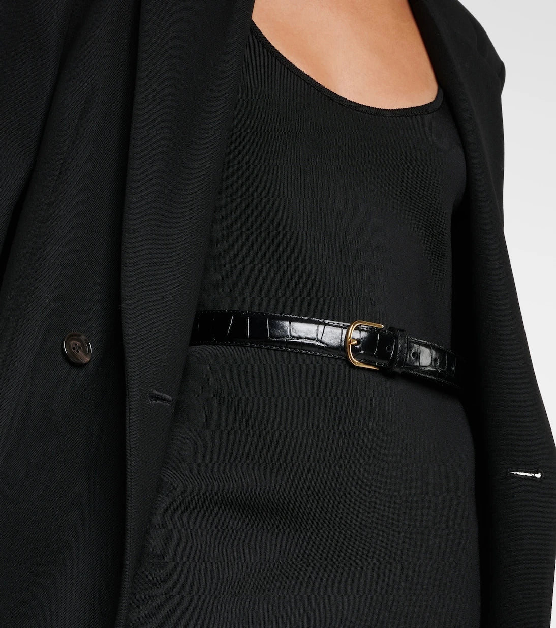 Toteme - Slim croc-effect leather belt