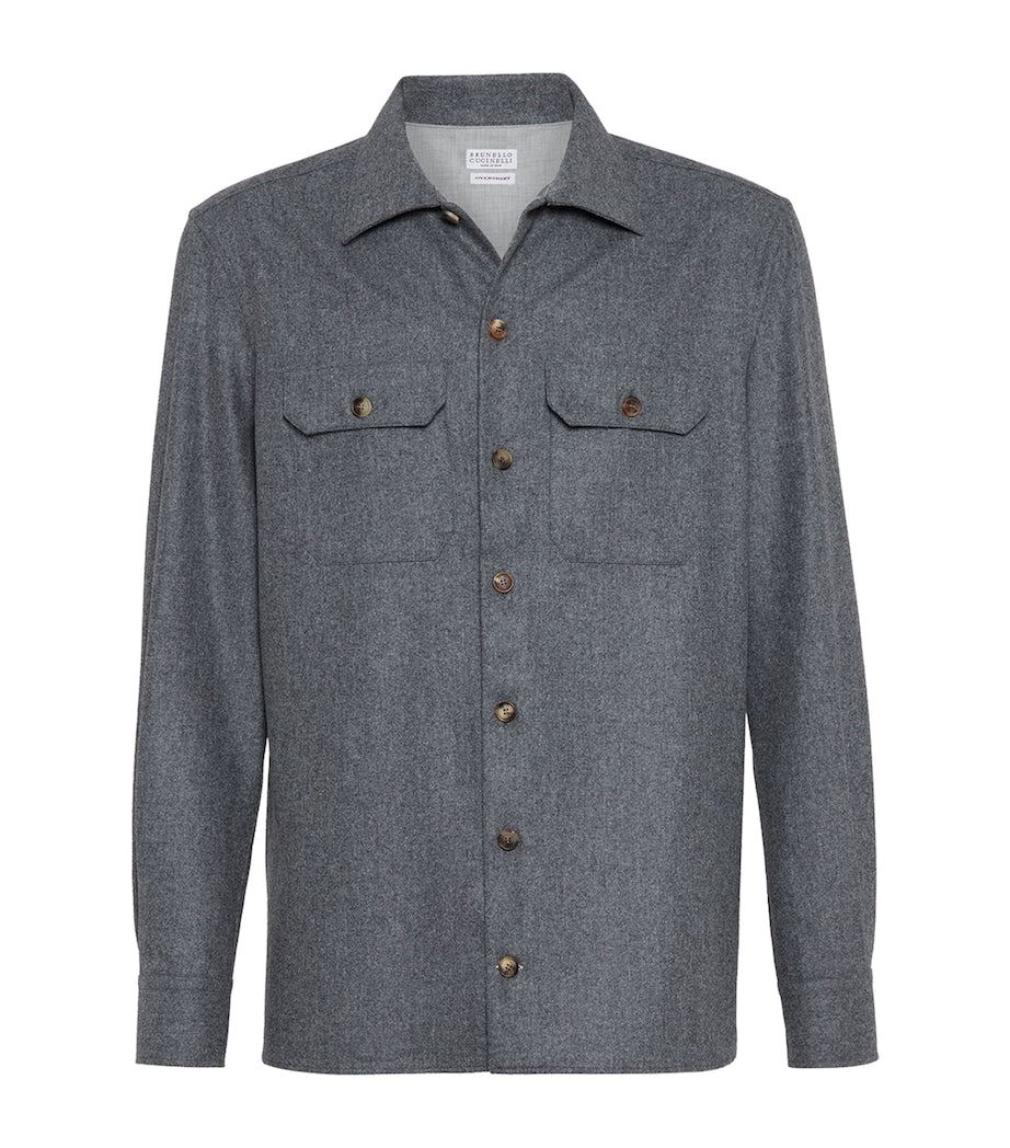 Brunello Cucinelli Grey Virgin Wool Overshirt