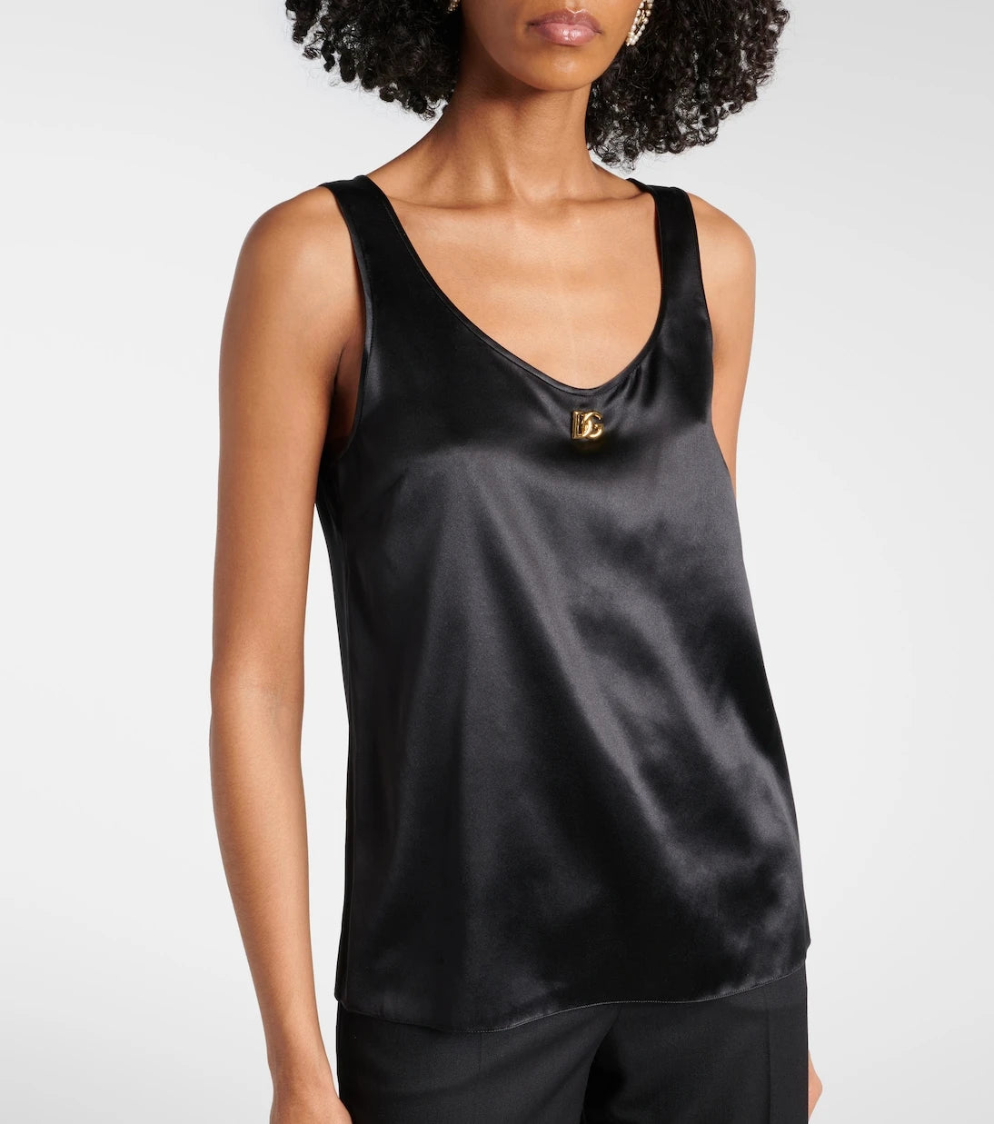 Dolce&Gabbana - DG silk-blend satin tank top