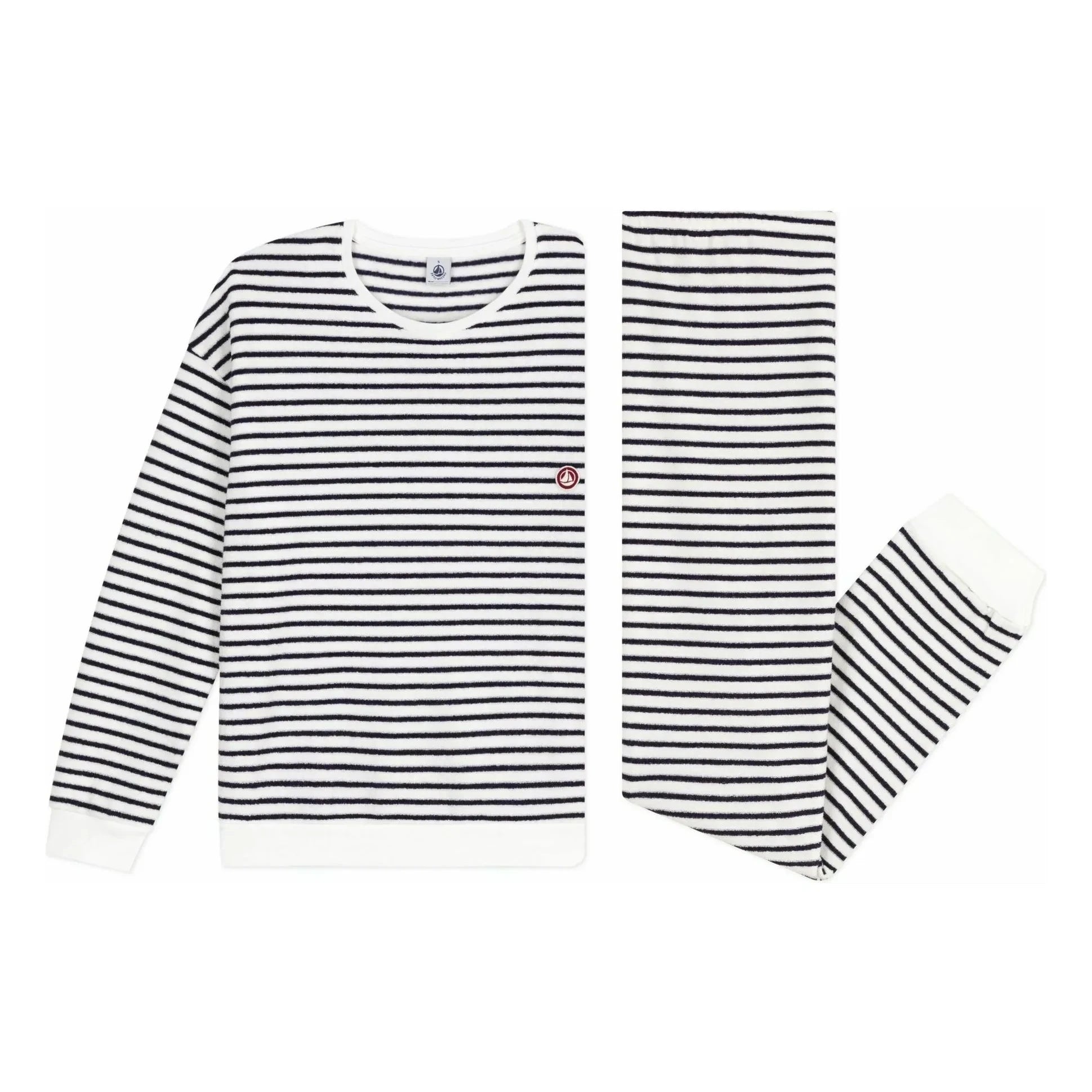 Petit Bateau - Striped Terry Pyjamas | Ecru