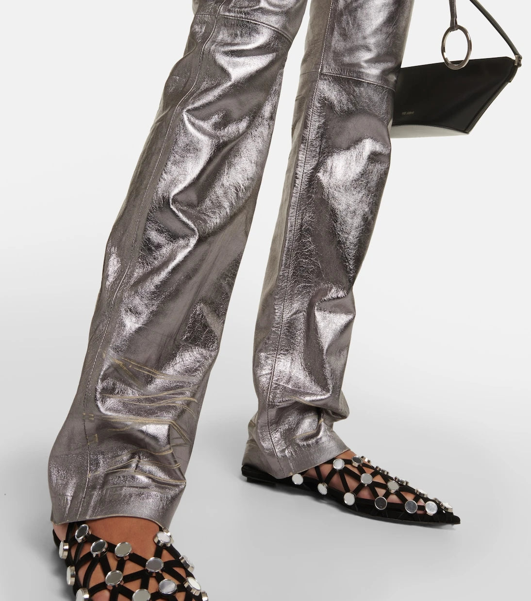 The Attico - Metallic leather straight pants