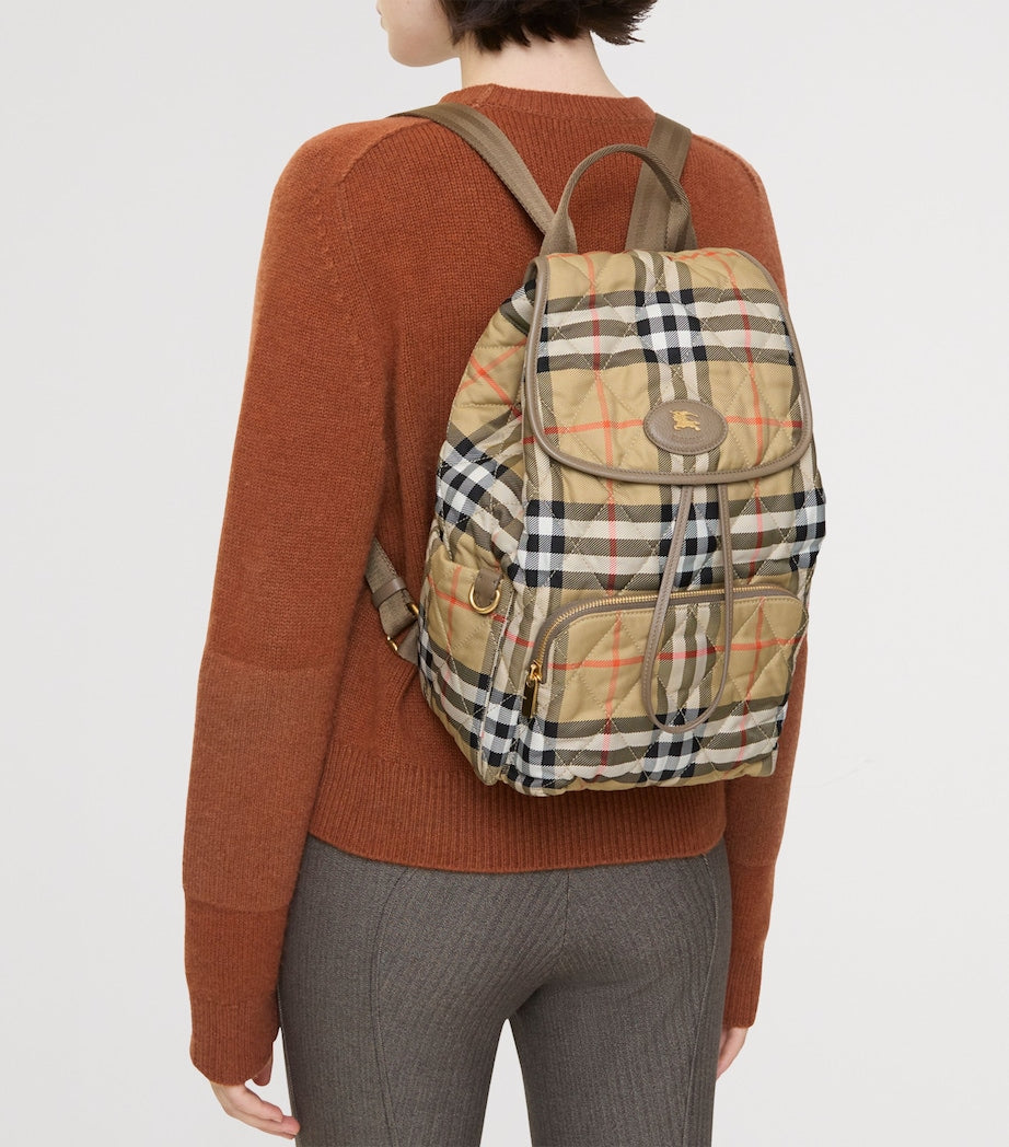Burberry Beige Check Horseshoe Backpack